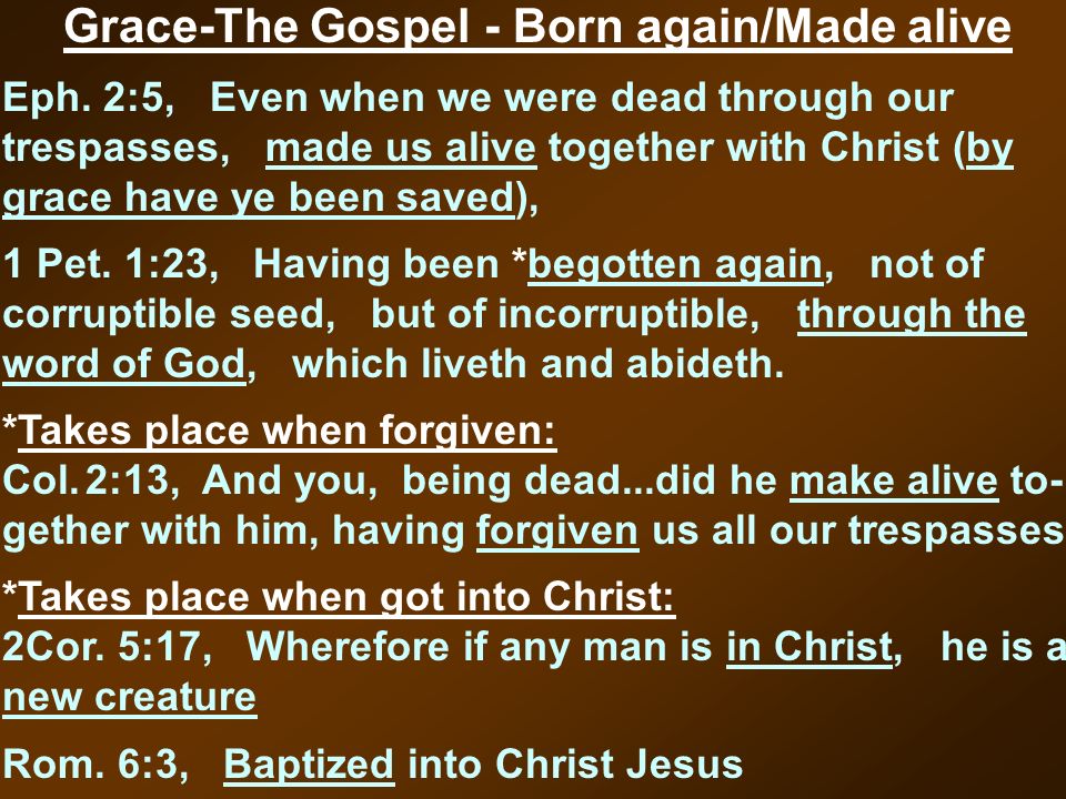 Grace-The Gospel - Born again/Made alive Eph.
