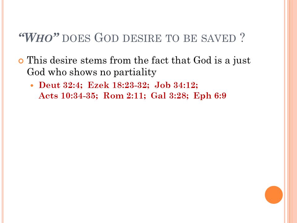 W HO DOES G OD DESIRE TO BE SAVED .