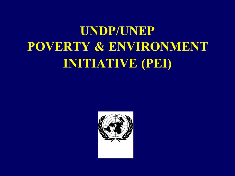 UNDP/UNEP POVERTY & ENVIRONMENT INITIATIVE (PEI)