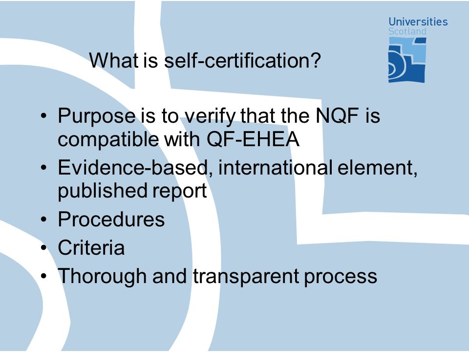 What is self-certification.