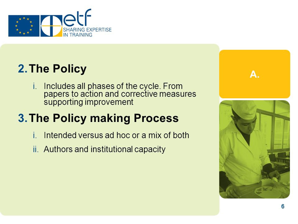 6 A. 2.The Policy i.Includes all phases of the cycle.