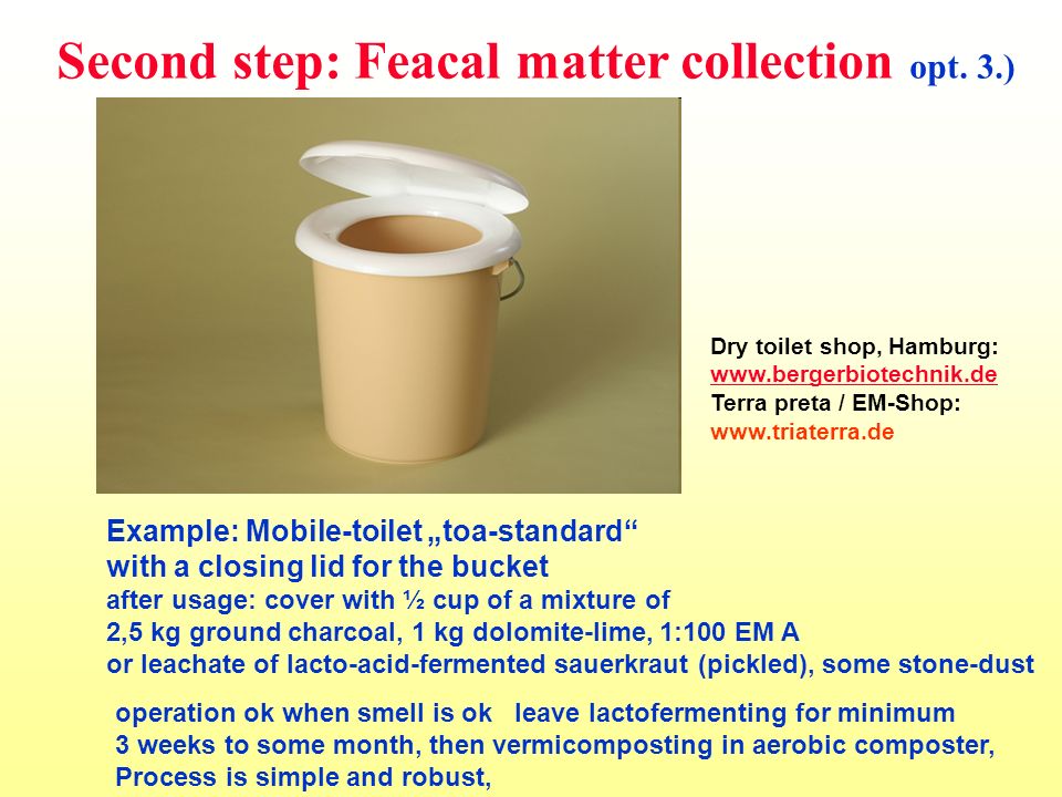 Second step: Feacal matter collection opt.