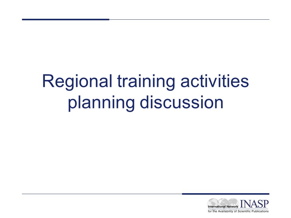 Regional training activities planning discussion