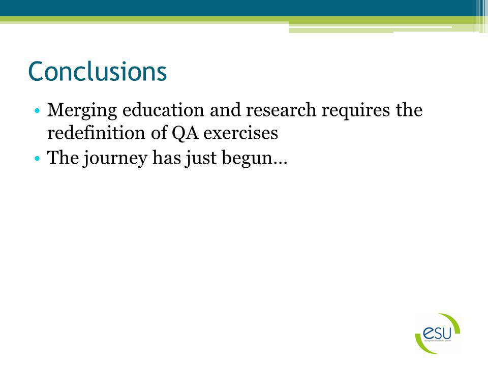 Conclusions Merging education and research requires the redefinition of QA exercises The journey has just begun…