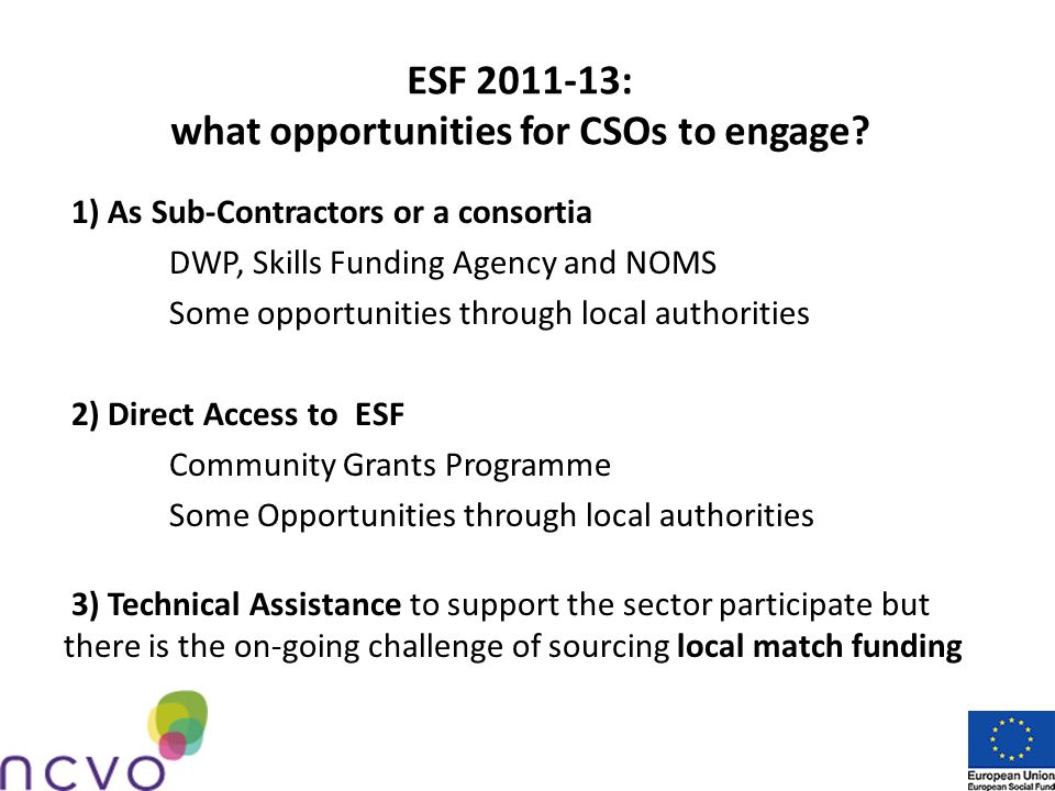 ESF : what opportunities for CSOs to engage.
