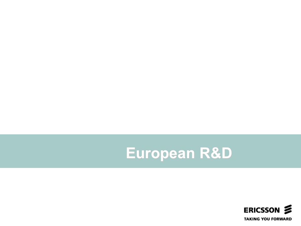 Slide title In CAPITALS 50 pt Slide subtitle 32 pt European R&D
