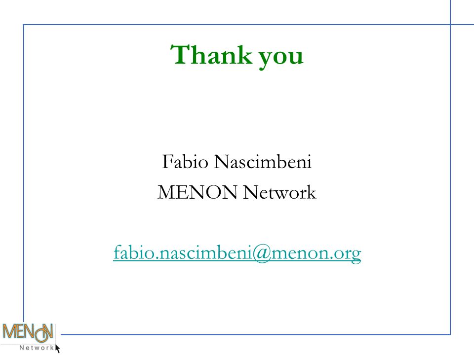 Thank you Fabio Nascimbeni MENON Network