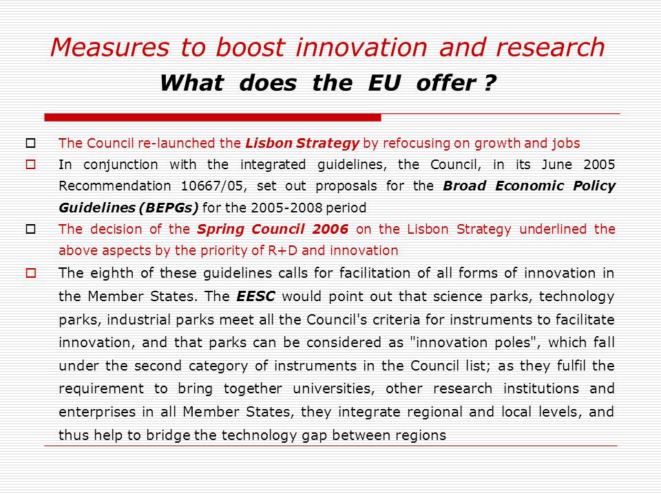 Measures to boost innovation and research What does the EU offer .