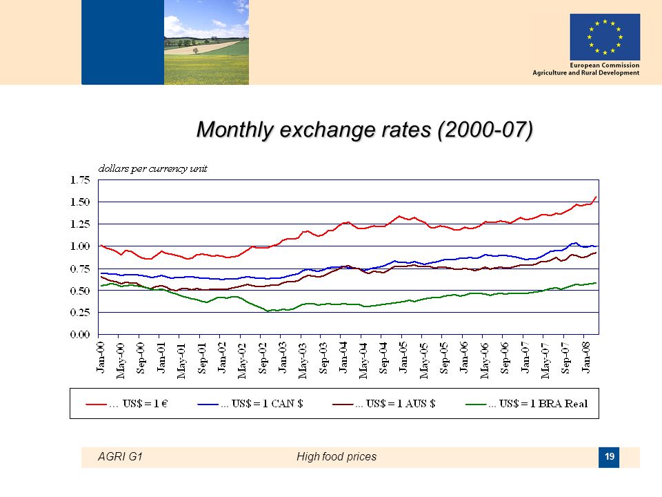 AGRI G1High food prices 19 Monthly exchange rates ( )