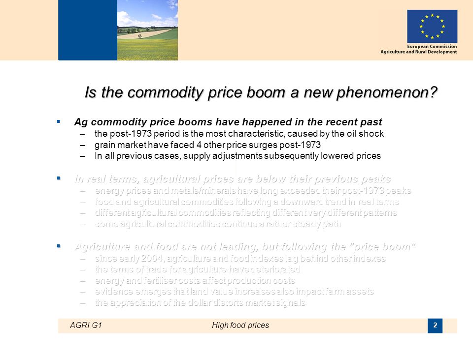 AGRI G1High food prices 2 Is the commodity price boom a new phenomenon