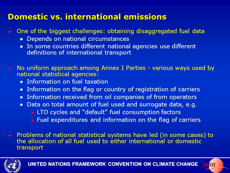 UNITED NATIONS FRAMEWORK CONVENTION ON CLIMATE CHANGE Domestic vs.