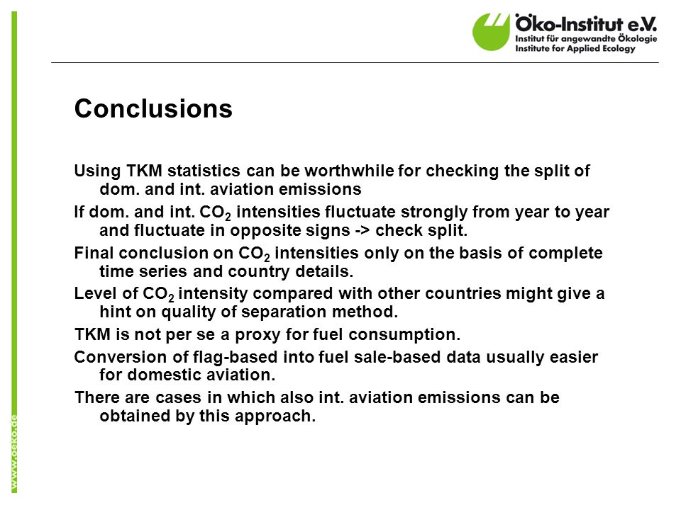 Conclusions Using TKM statistics can be worthwhile for checking the split of dom.