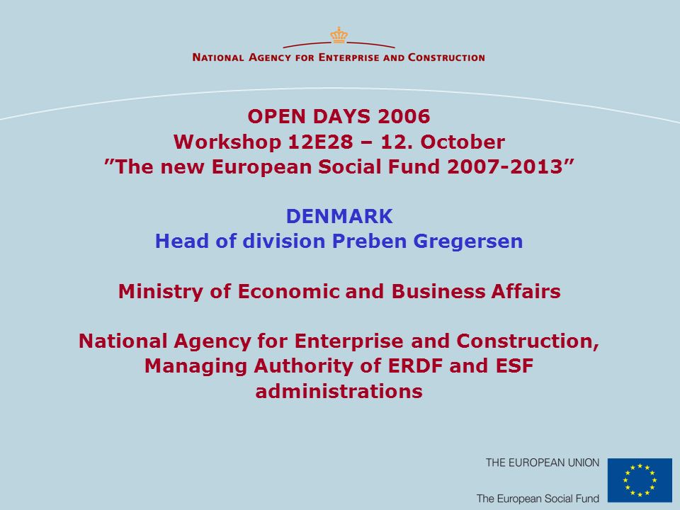 OPEN DAYS 2006 Workshop 12E28 – 12.