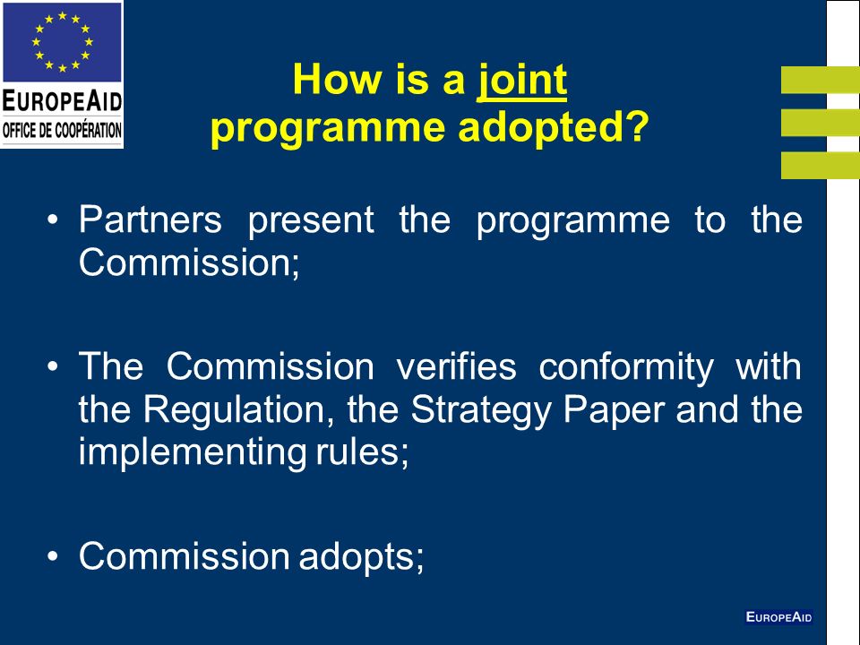 How is a joint programme adopted.