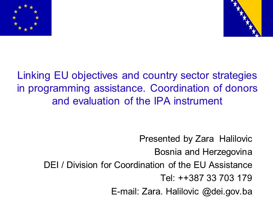 Linking EU objectives and country sector strategies in programming assistance.