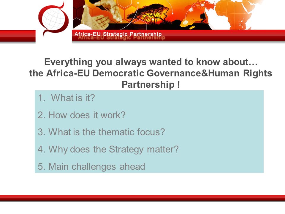Everything you always wanted to know about… the Africa-EU Democratic Governance&Human Rights Partnership .