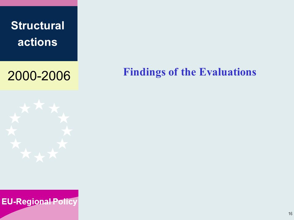 EU-Regional Policy Structural actions 16 Findings of the Evaluations
