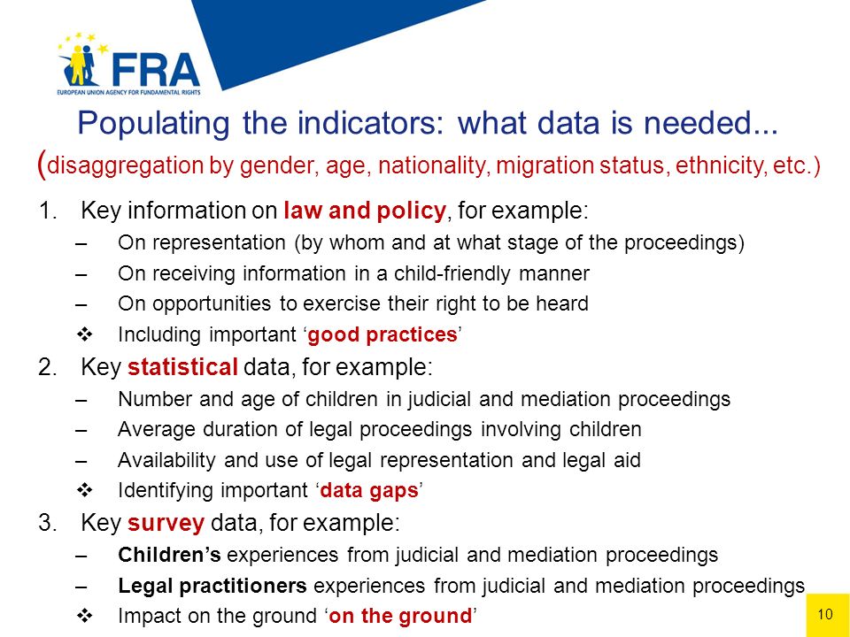 10 Populating the indicators: what data is needed...