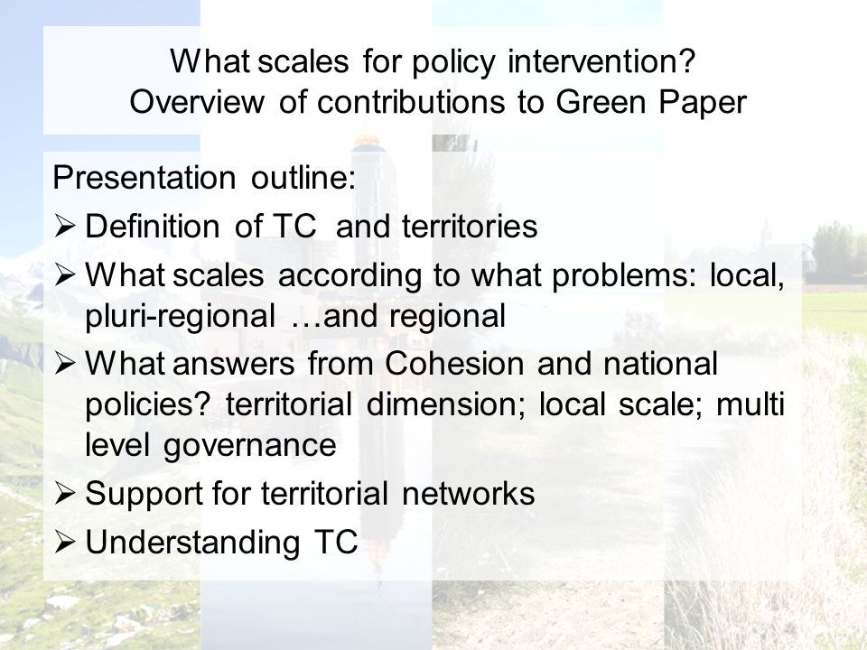 What scales for policy intervention.
