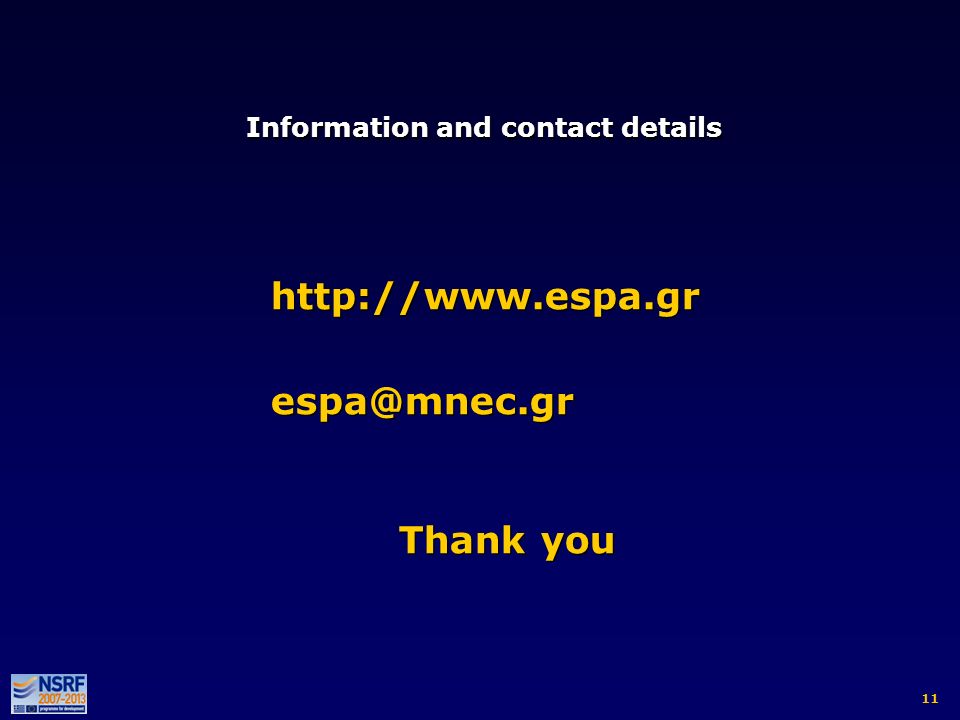 Information and contact details   Thank you   Thank you 11