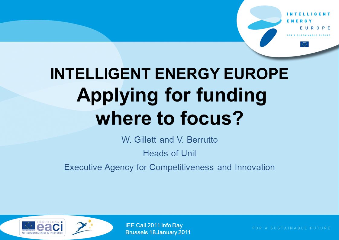INTELLIGENT ENERGY EUROPE Applying for funding where to focus.