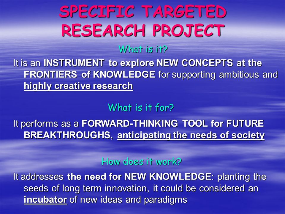 …the art of MAKING PILLARS! SPECIFIC TARGETED RESEARCH PROJECT
