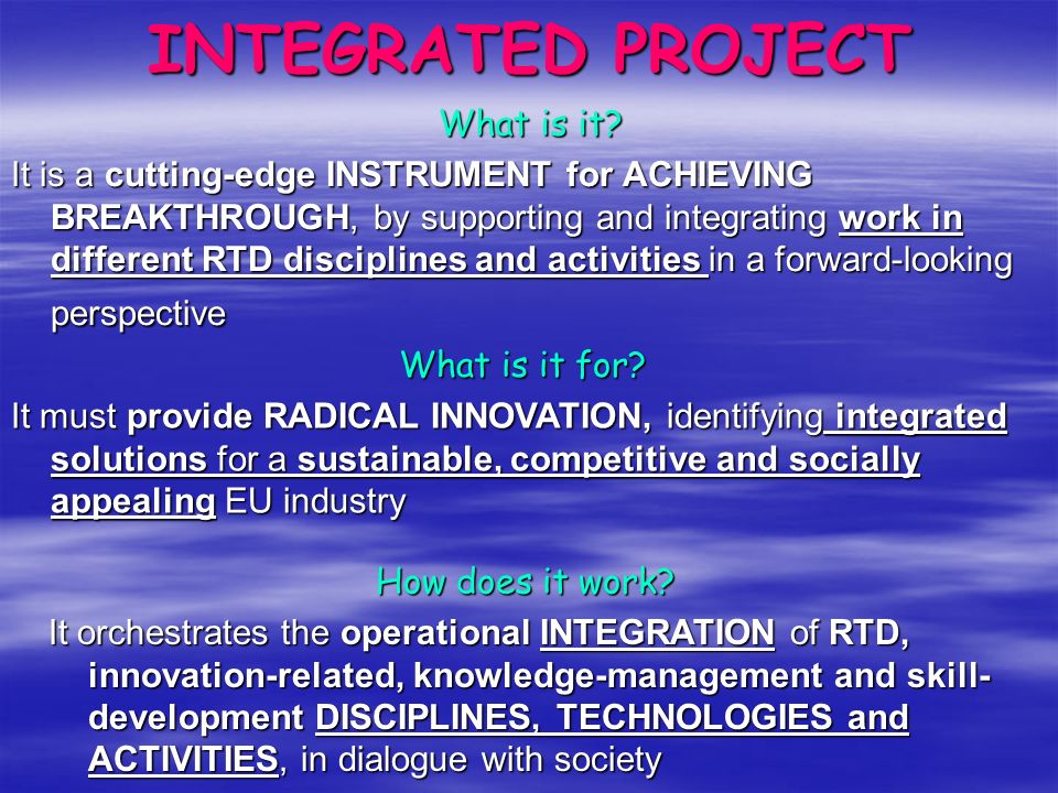 INTEGRATED PROJECT …the art of BUILDING BRIDGES!