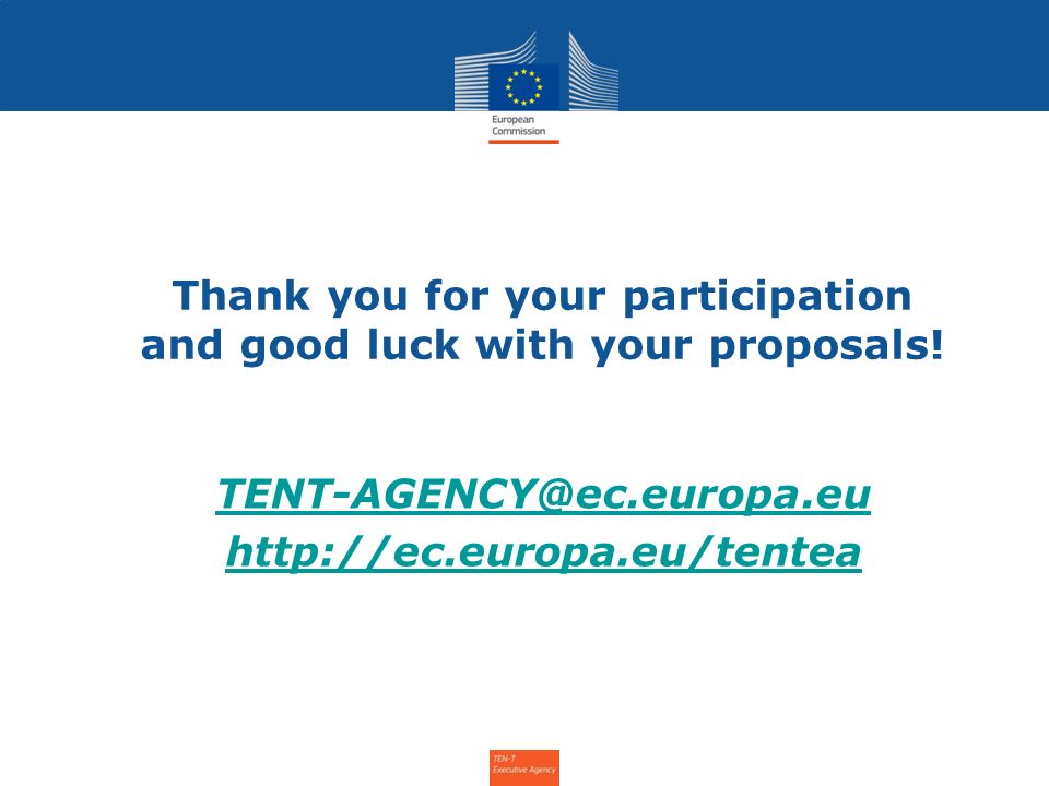 8 Thank you for your participation and good luck with your proposals.