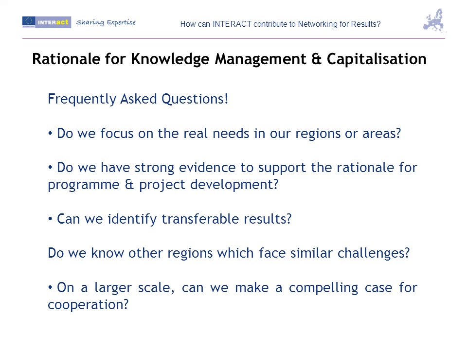 Rationale for Knowledge Management & Capitalisation Frequently Asked Questions.