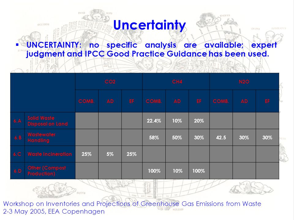 Uncertainty UNCERTAINTY: no specific analysis are available; expert judgment and IPCC Good Practice Guidance has been used.