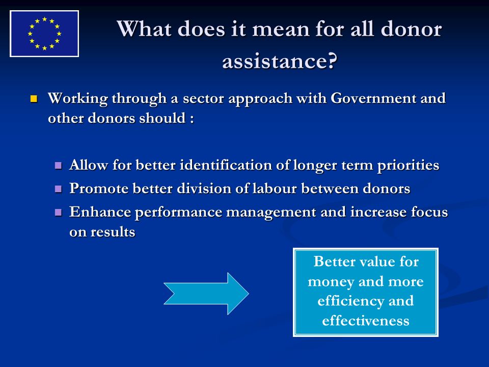What does it mean for all donor assistance.