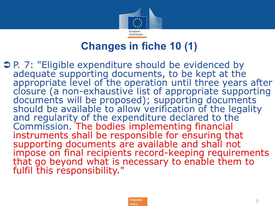 Regional Policy Changes in fiche 10 (1) P.
