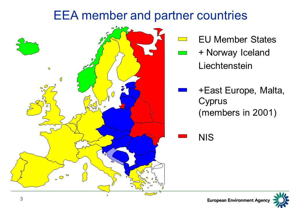 3 EEA member and partner countries EU Member States + Norway Iceland Liechtenstein +East Europe, Malta, Cyprus (members in 2001) NIS