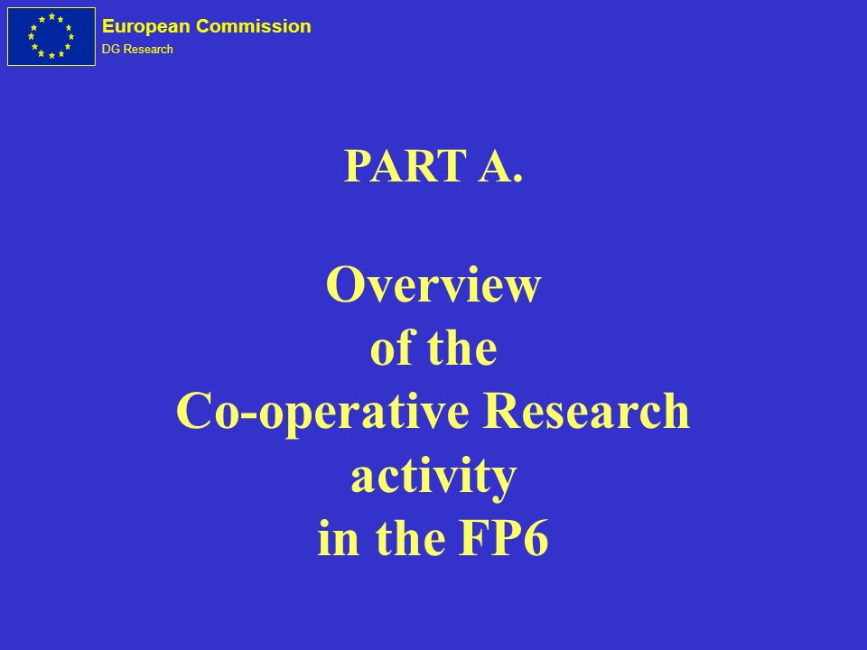 European Commission DG Research PART A. Overview of the Co-operative Research activity in the FP6