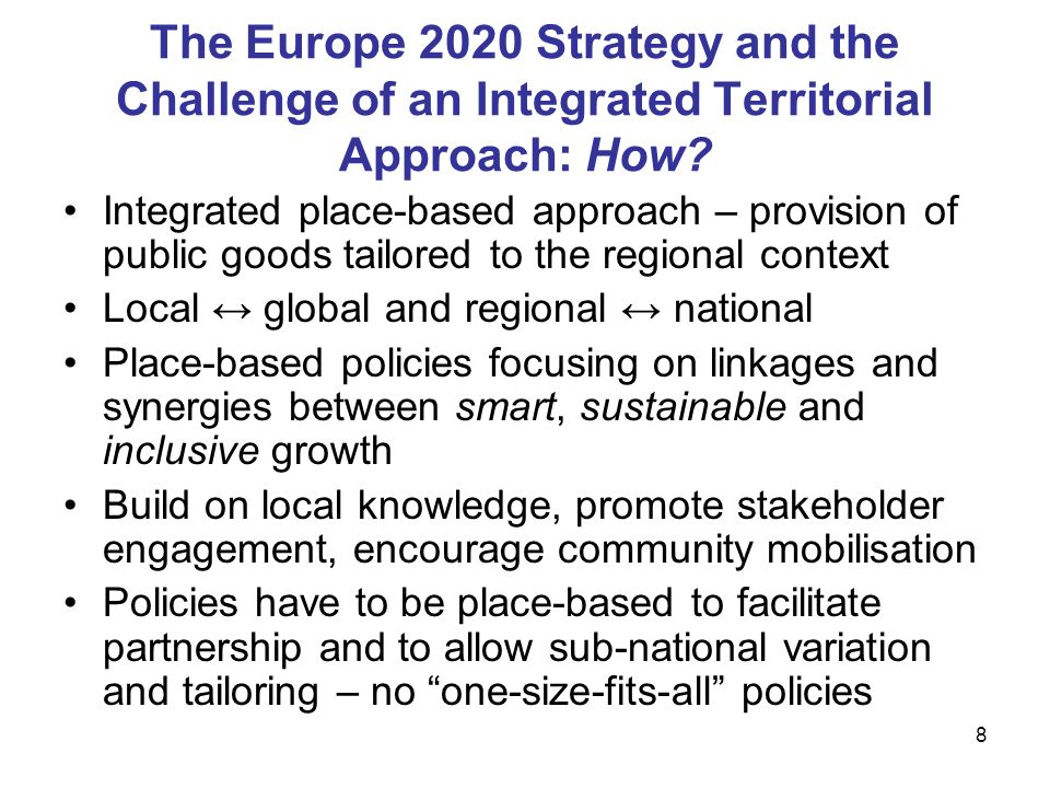 8 The Europe 2020 Strategy and the Challenge of an Integrated Territorial Approach: How.