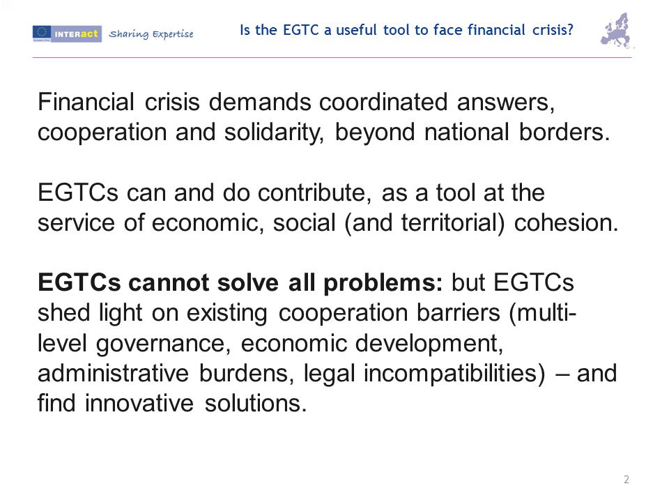 Is the EGTC a useful tool to face financial crisis.