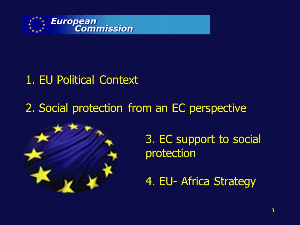 3 1. EU Political Context 2. Social protection from an EC perspective 3.