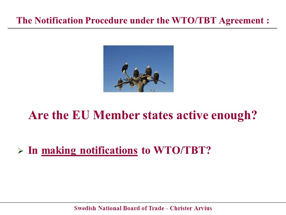 Swedish National Board of Trade - Christer Arvíus Are the EU Member states active enough.