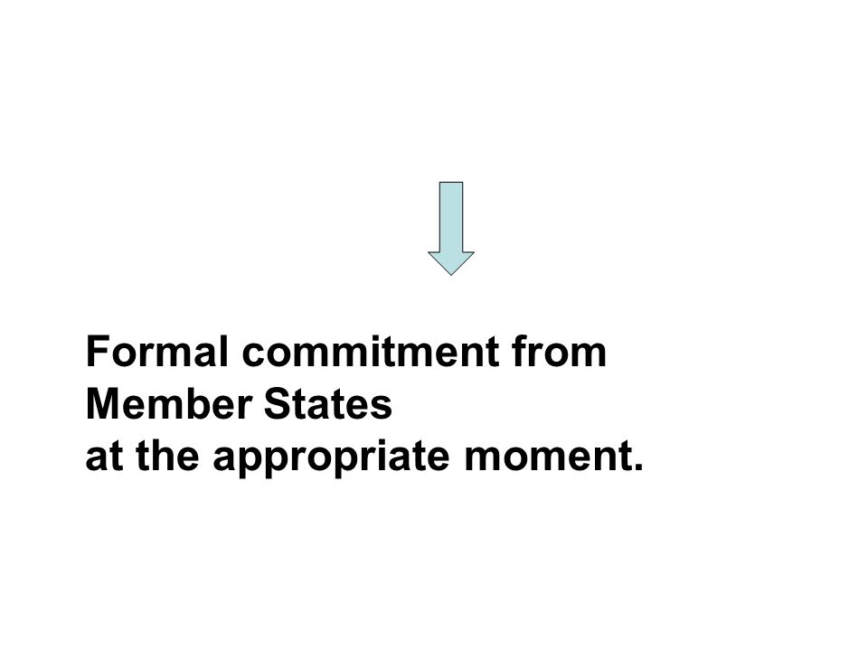 Formal commitment from Member States at the appropriate moment.