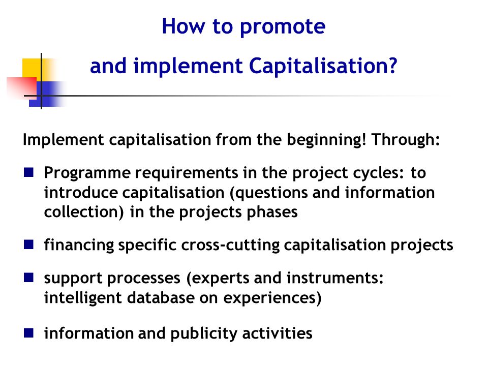 Implement capitalisation from the beginning.