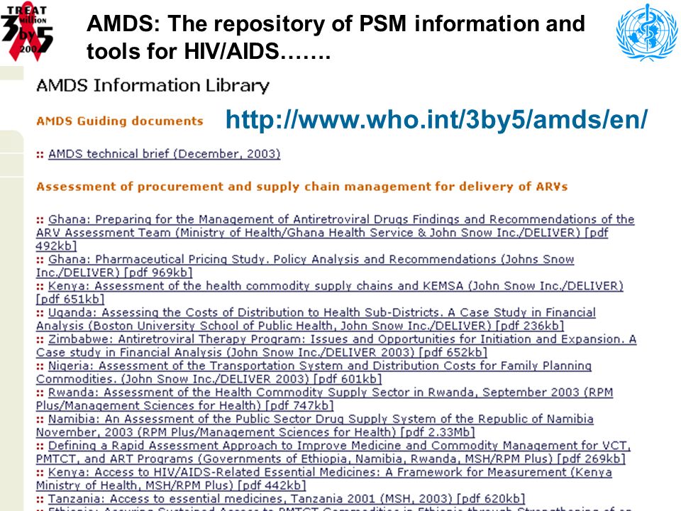 6 AMDS: The repository of PSM information and tools for HIV/AIDS…….