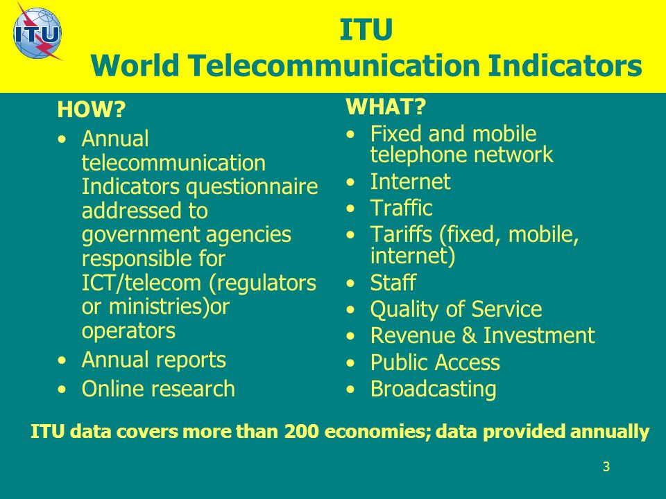 3 ITU World Telecommunication Indicators HOW.