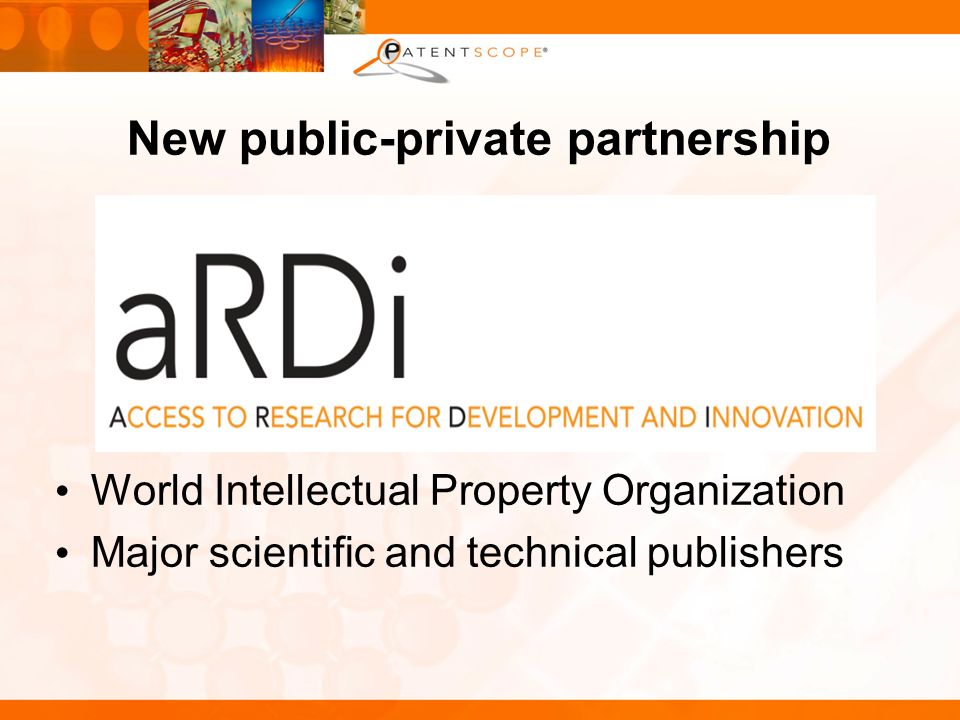 New public-private partnership World Intellectual Property Organization Major scientific and technical publishers