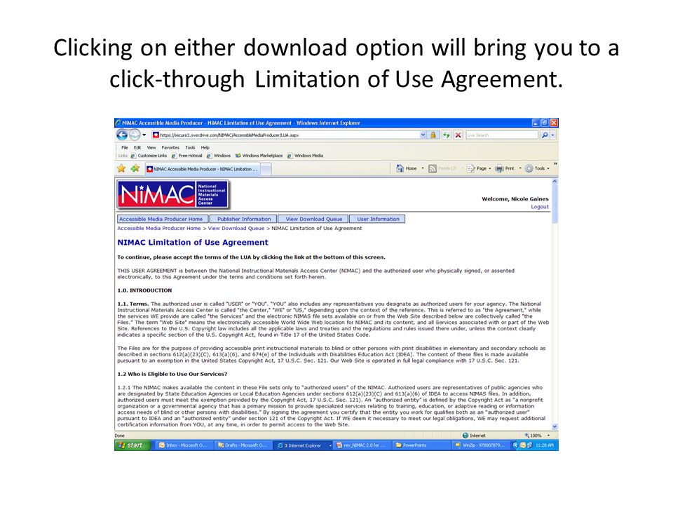 Clicking on either download option will bring you to a click-through Limitation of Use Agreement.