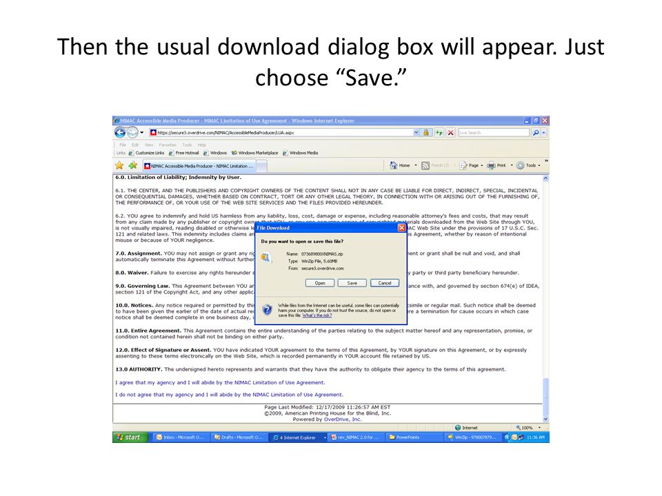 Then the usual download dialog box will appear. Just choose Save.