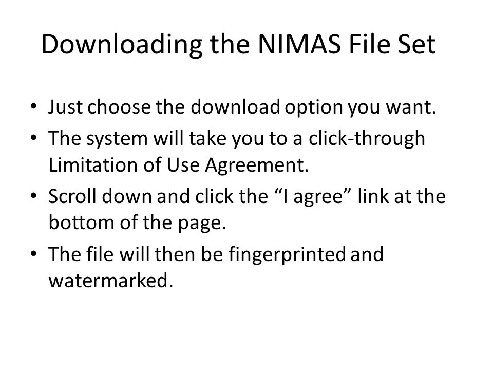 Downloading the NIMAS File Set Just choose the download option you want.