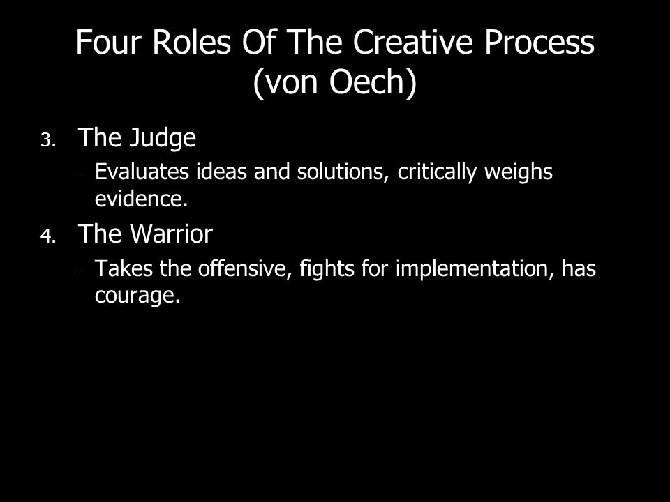 Four Roles Of The Creative Process (von Oech) 3.