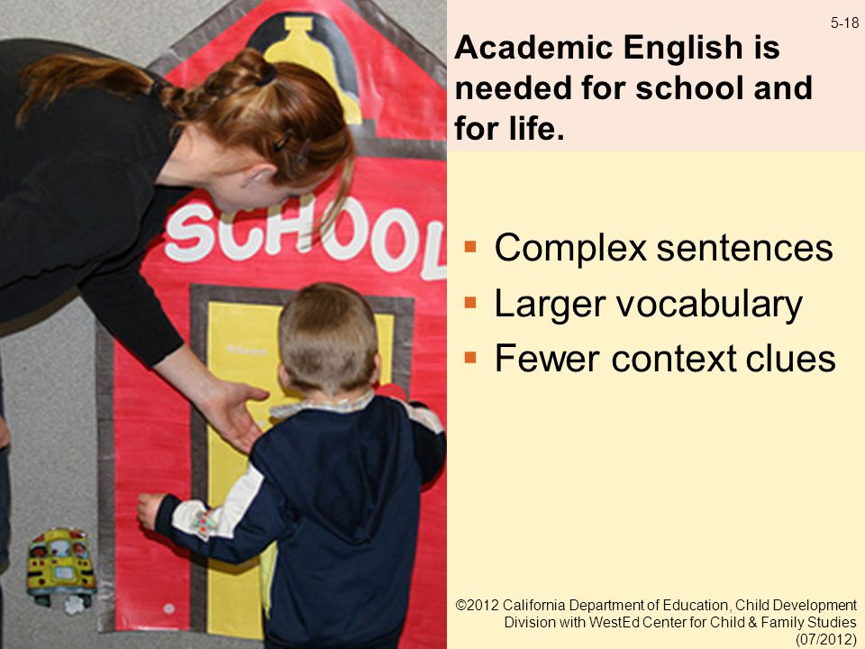 5-18 Academic English is needed for school and for life.