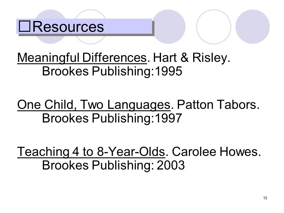 19 Resources Meaningful Differences. Hart & Risley.
