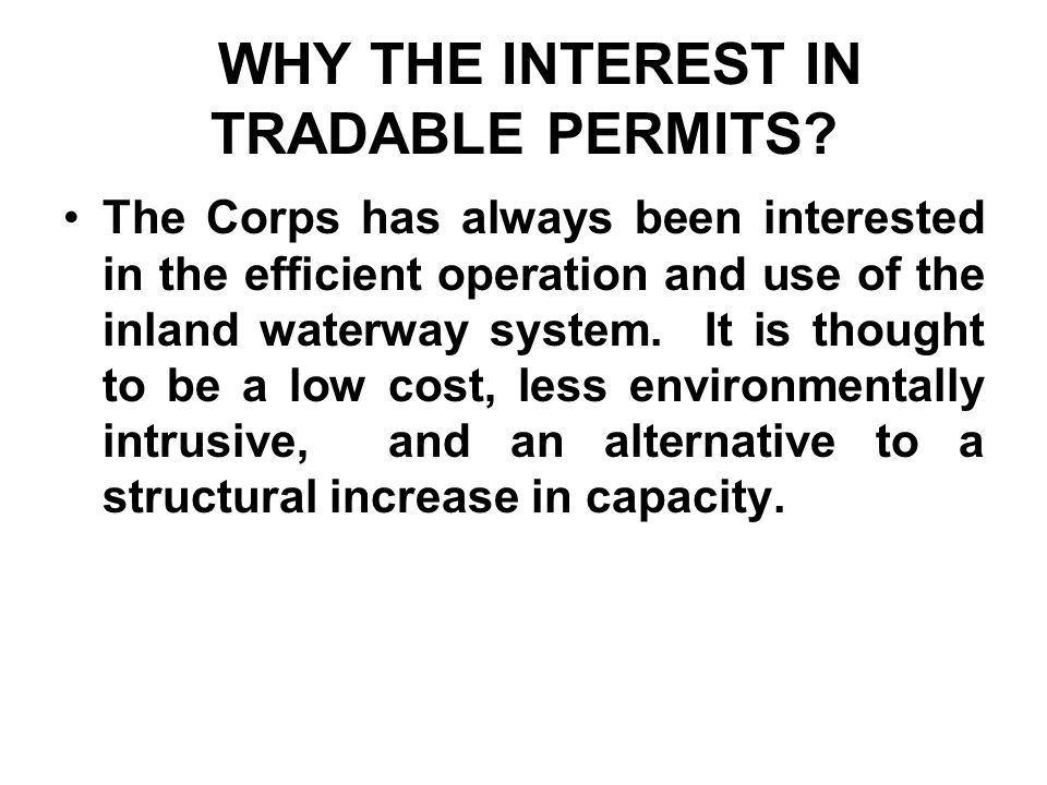 WHY THE INTEREST IN TRADABLE PERMITS.